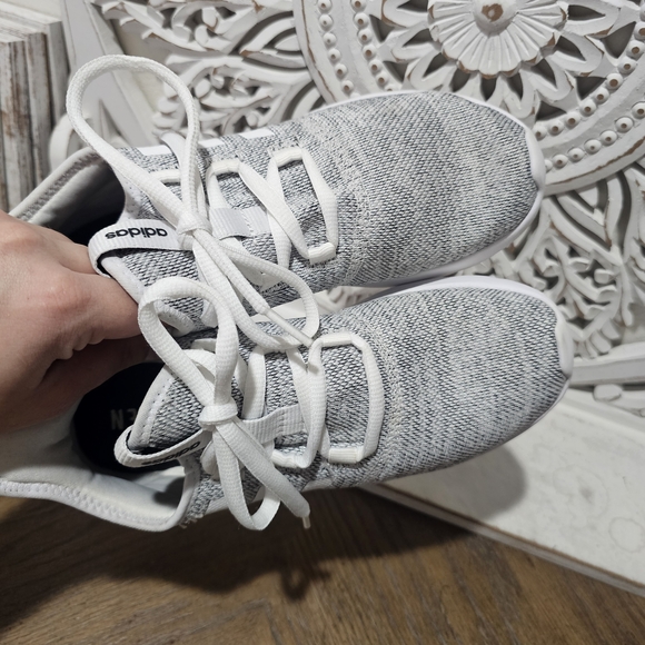 Adidas Cloudfoam Knit Gray and White Sneaker Athletic Womens 8 - Picture 4 of 8